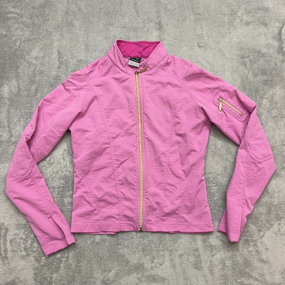 Vtg Nike Sphere Dry Jacket Women Small S Pink Full Zip Running Yoga